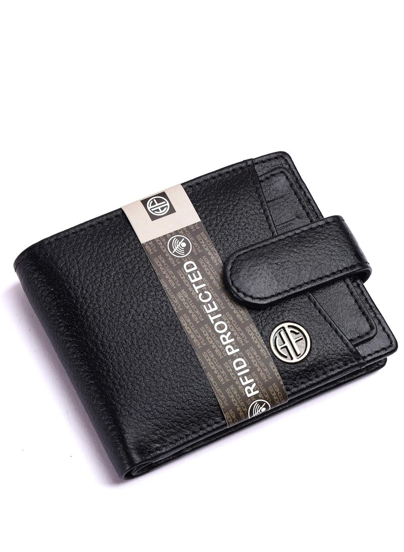 HAMMONDS FLYCATCHER Premium Leather Wallets for Men, Black | RFID Protected Nappa Leather Wallet for Men | Mens Wallet with 5 Card Slots | Gift for Fathers Day, Birthday, Raksha - Image 1