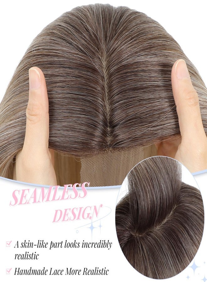 Molefi Hair Toppers for Women with Thinning Hair,18 Inch Long Layered Topper,Add Volume Synthetic Wiglets Pieces For Women 6.5"x6.5"Large Base for Daily Use (Mix Blonde with Dark Root) - Image 3