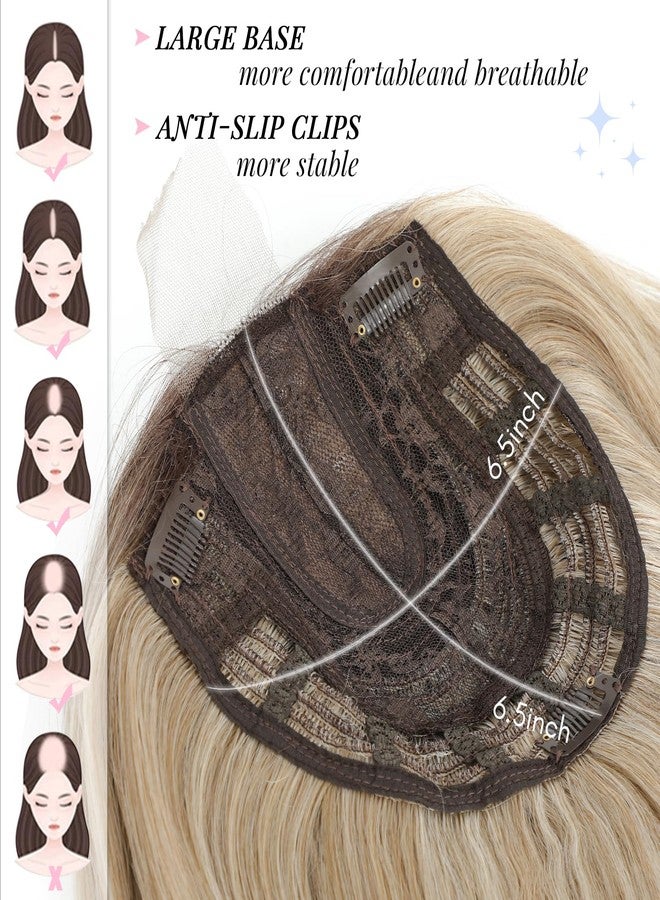 Molefi Hair Toppers for Women with Thinning Hair,18 Inch Long Layered Topper,Add Volume Synthetic Wiglets Pieces For Women 6.5"x6.5"Large Base for Daily Use (Mix Blonde with Dark Root) - Image 4