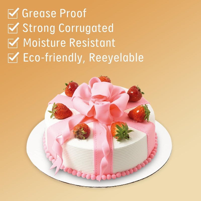 Yeplan 25 Packs White Cake Boards,Cake Boards 10 inch Round,Food-graded Corrugated Cardboard Cake Rounds,Waterproof and Oil-proof Cake Plate for Cake DIY,Dessert and Crafts Display - Image 3