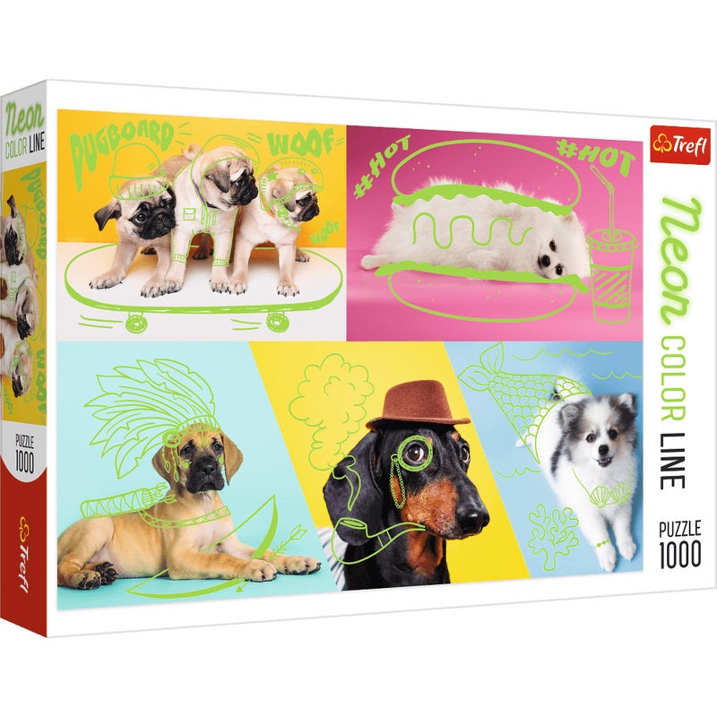 Trefl - Neon Color Line Far Out Dogs 1000 Pieces - 10578 - Image 1
