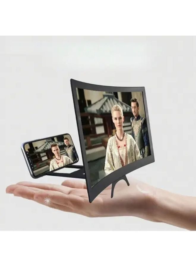 مكبر شاشة أسود مقاس 12 بوصة مع حامل منحني 1200R عالي الدقة لألعاب الهواتف الذكية - Image 2