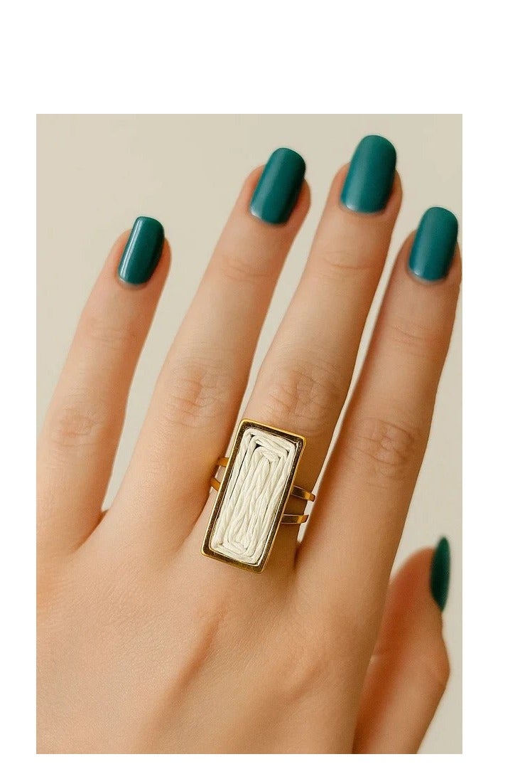Vbranda A modern rectangular design ring with standout details rust-resistant. 
