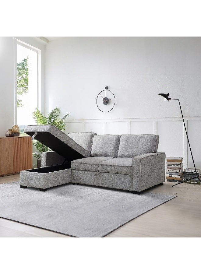 Home Box Reversible Grey Fabric Corner Sofa Bed for Living Room - Image 2