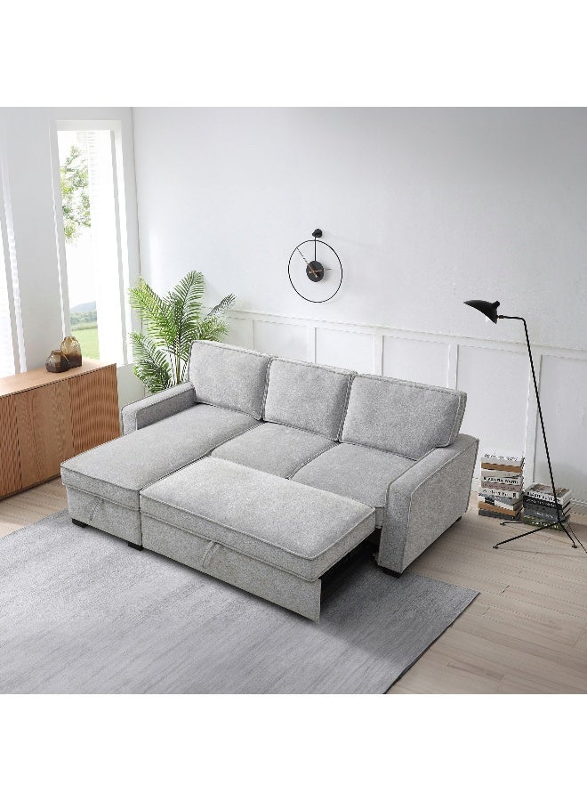 Home Box Reversible Grey Fabric Corner Sofa Bed for Living Room - Image 3