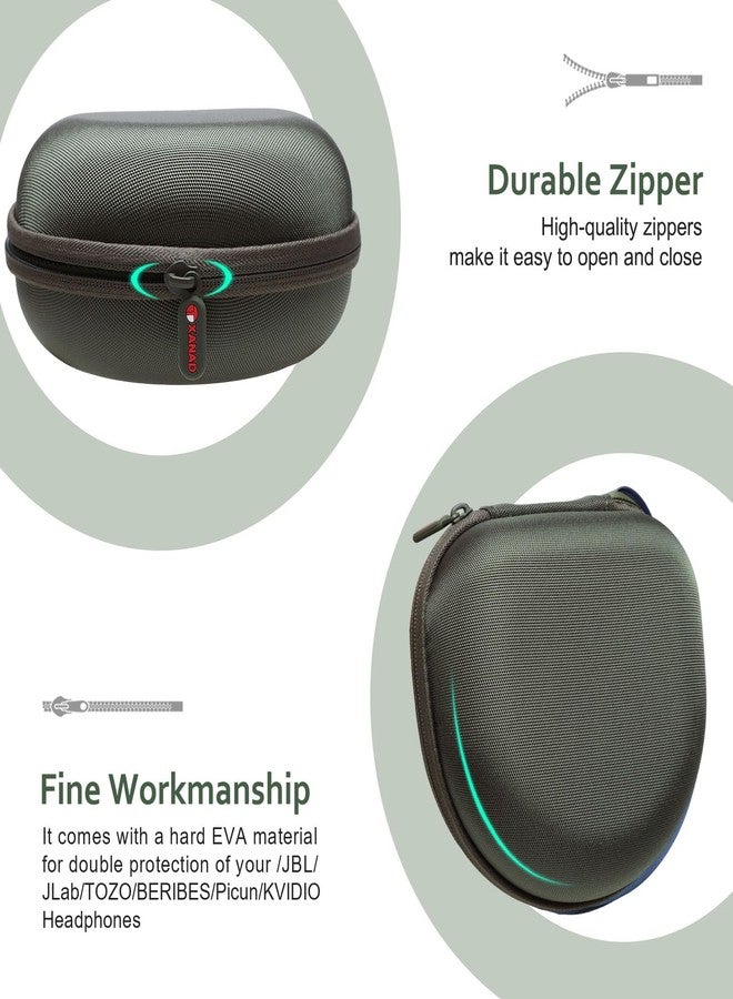 XANAD Headphone Headset Case for Beats/JBL/JLab/TOZO/BERIBES/Picun/KVIDIO Noise Cancelling Over-Ear Foldable Headphone (Dark Green) - Image 4