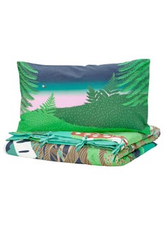 erorex Duvet cover and pillowcase, multicolour/forest pattern, 150x200/50x80 cm  - Image 1