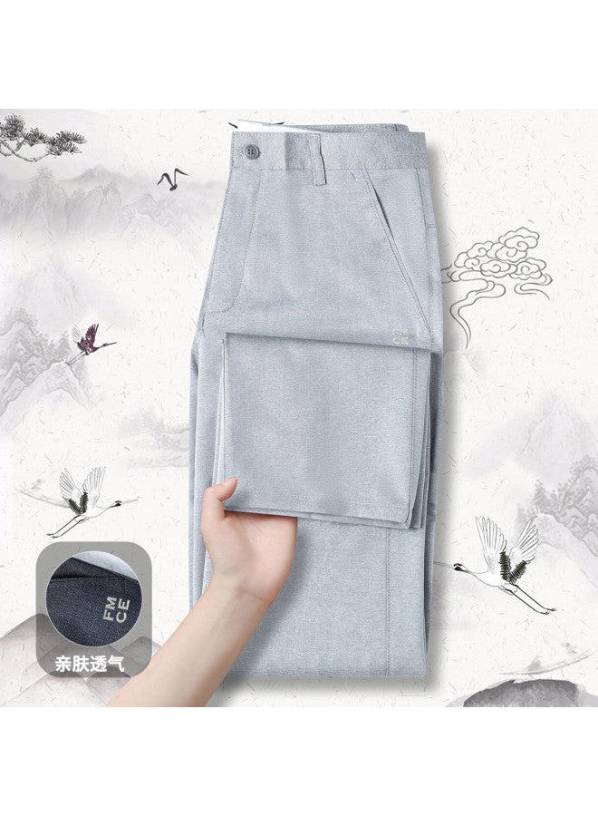 Fomoce spring-summer Men's Business Casual Classic Minimalist Solid Color Versatile Breathable Comfortable Chinos - Image 2