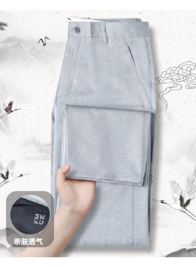 Fomoce spring-summer Men's Business Casual Classic Minimalist Solid Color Versatile Breathable Comfortable Chinos - Image 1