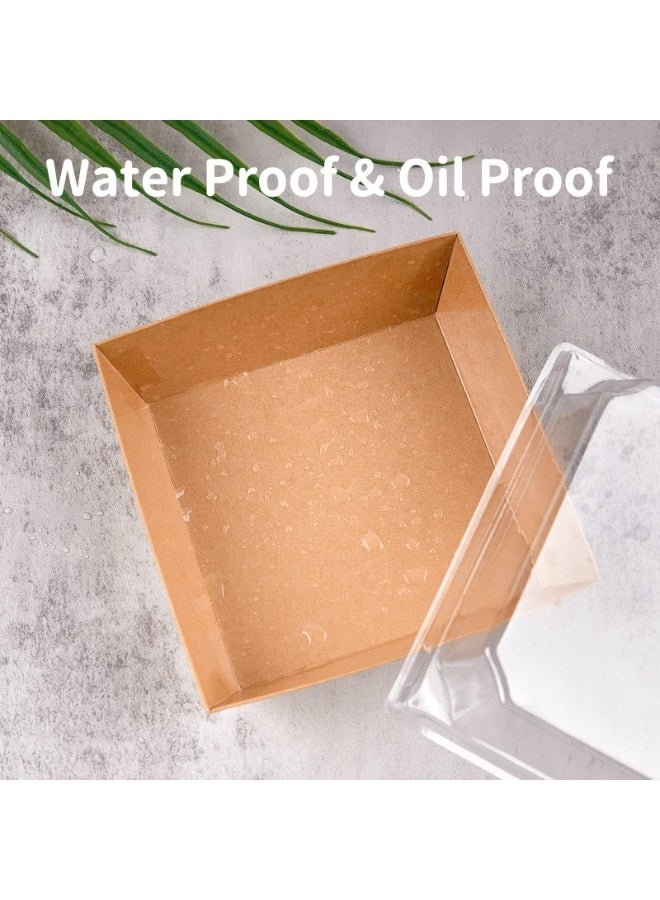 50 Pack Charcuterie Boxes with Clear Lids, 4 Inches Brown Oil-Proof Kraft Paper Dessert Boxes Food Containers for Bakery, Macaron, Sandwich, Cookies, Mini Cakes and Strawberries - Image 4