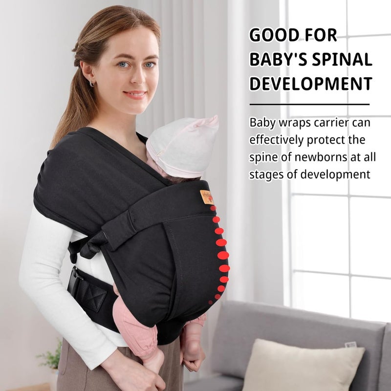 vrbabies Baby Wraps Carrier Sling, Baby Carrier for Newborns and Toddlers,Skin-Friendly and Soft Front Baby Carrier Wrap Perfect Newbron Gifts (balck) - Image 5