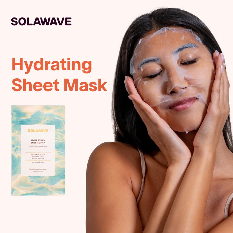 Solawave Hydrating Sheet Mask, Anti Aging Face Mask with Niacinamide, Hydrating Face Mask with Hyaluronic Acid, Moisturizing Face Masks (5 Pack) - Image 2