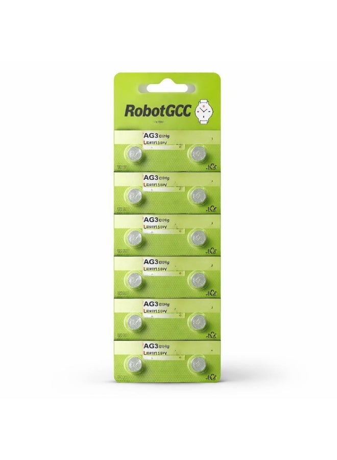 robotgcc AG3 LR41 1.55V Alkaline Watch Battery 10-Pack High Quality Button Cell Batteries Compatible with AG3, LR41, 192, 384 for Watches, Toys, Calculators, Laser Pointers and Small Electronics - Image 1