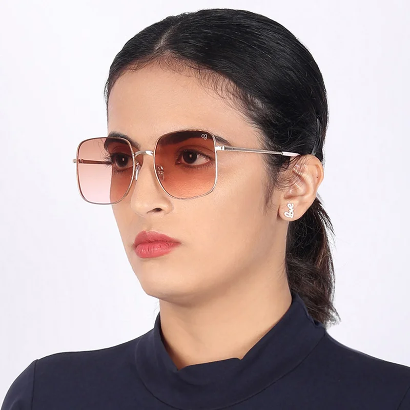 Woggles Latest &amp; Stylish UV Protected Ray Peach Square Sunglasses for Men &amp; Women