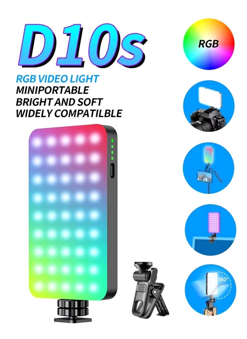 JAJEEK D10S 129 LED RGB Video Light – 360° Full Color Portable LED Camera Light with 3000mAh Rechargeable Battery, CRI 95+, 2500K–9000K Adjustable Mini Pocket Fill Light with Type-C Charging for Photography & Video - Image 1