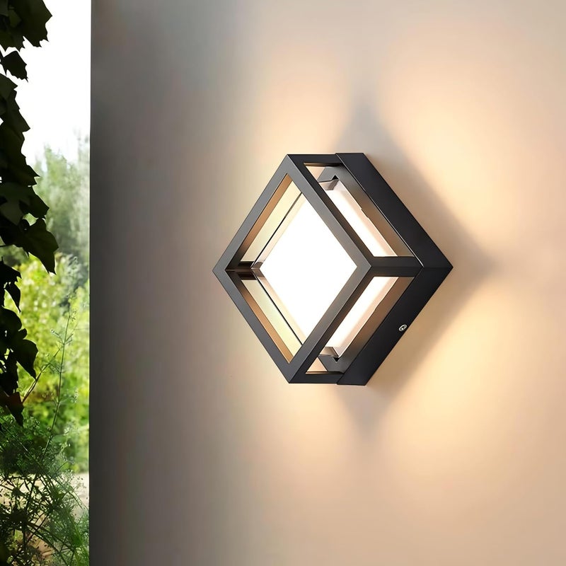 مصباح حائط LED حديث - تصميم مربع هندسي، 3000K أبيض دافئ، مصباح داخلي/خارجي مقاوم للماء IP65 - Image 1