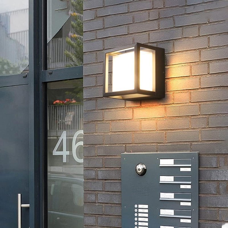 مصباح حائط LED حديث - تصميم مربع هندسي، 3000K أبيض دافئ، مصباح داخلي/خارجي مقاوم للماء IP65 - Image 2