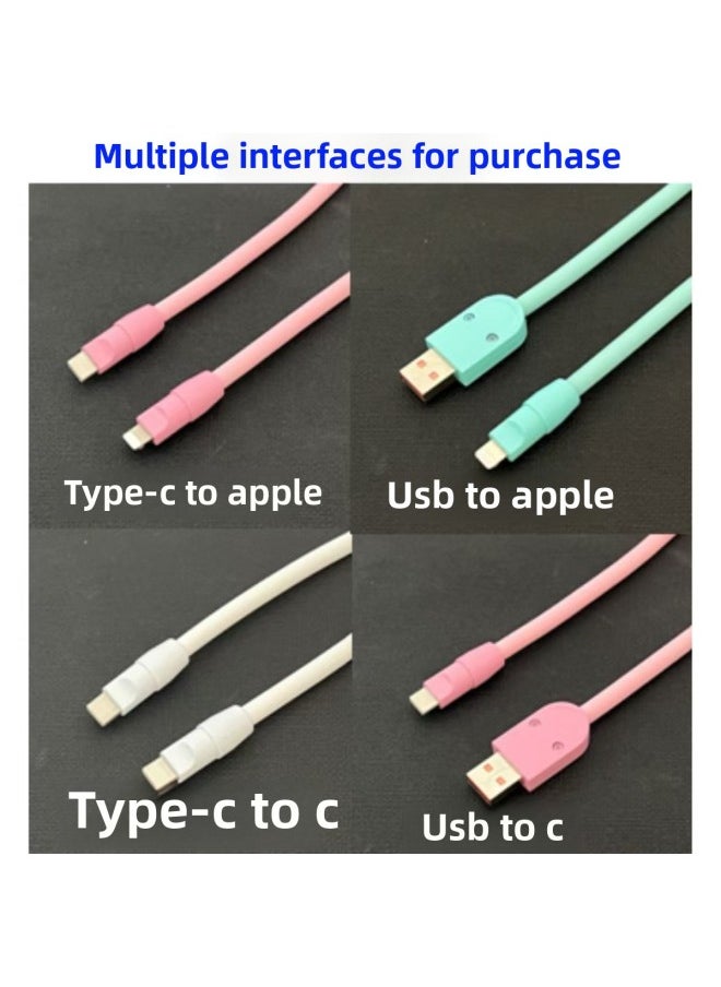 Generic Color Matching Customized Silicone Data Cable For Apple For Huawei OPPO Millet For Iphone5-14 Mobile Phone Charging Line-Color:1m [usb To For Iphone 12w]-Model:[pink Silicone Wire + Nylon Shell] Data Cable Zx Shell With Slider  - Image 4