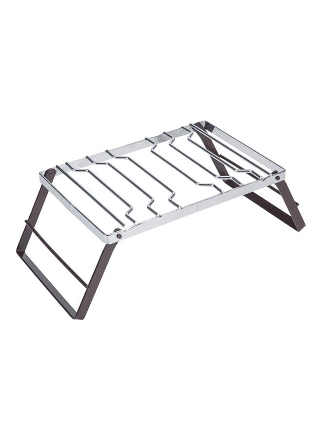 السنيدي مركاب نار البر قابل للطي، شواية فحم شواء صغيرة محمولة للنزهات والشواء، فضي*بني، مقاس 20*30 سم - Image 1