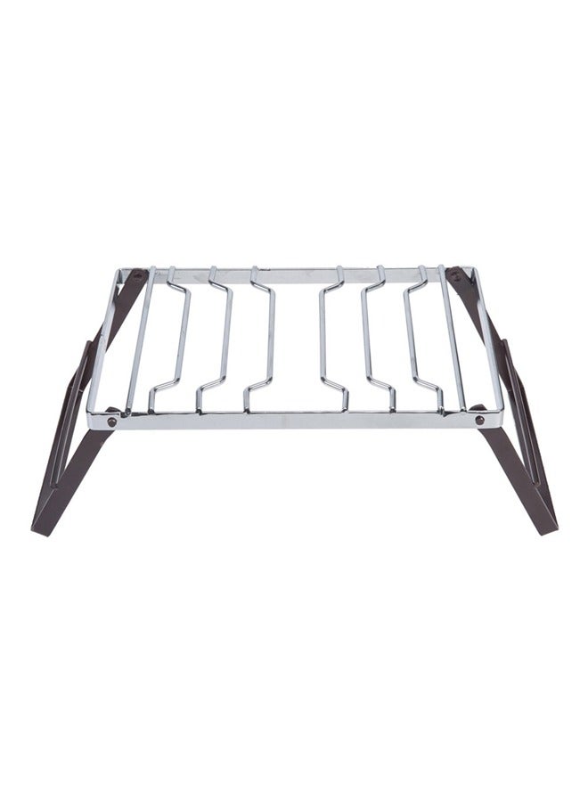 السنيدي مركاب نار البر قابل للطي، شواية فحم شواء صغيرة محمولة للنزهات والشواء، فضي*بني، مقاس 20*30 سم - Image 2