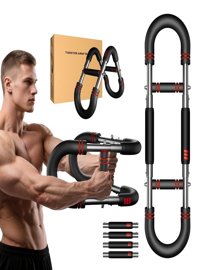 Fuelion Upgraded Twister Arm Trainer, Adjustable Chest Workout Equipment, Portable Arm Exerciser for Upper Body Strength Training, Detachable Power Twister Bar for Home Gym Fitness (Red 30-130 lbs) - Image 1