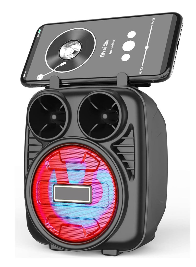 Portable Speaker KTS-1182 Wireless USB, Micro SD, FM Radio And AUX - Black Red) 3" With Phone Holder - Image 2