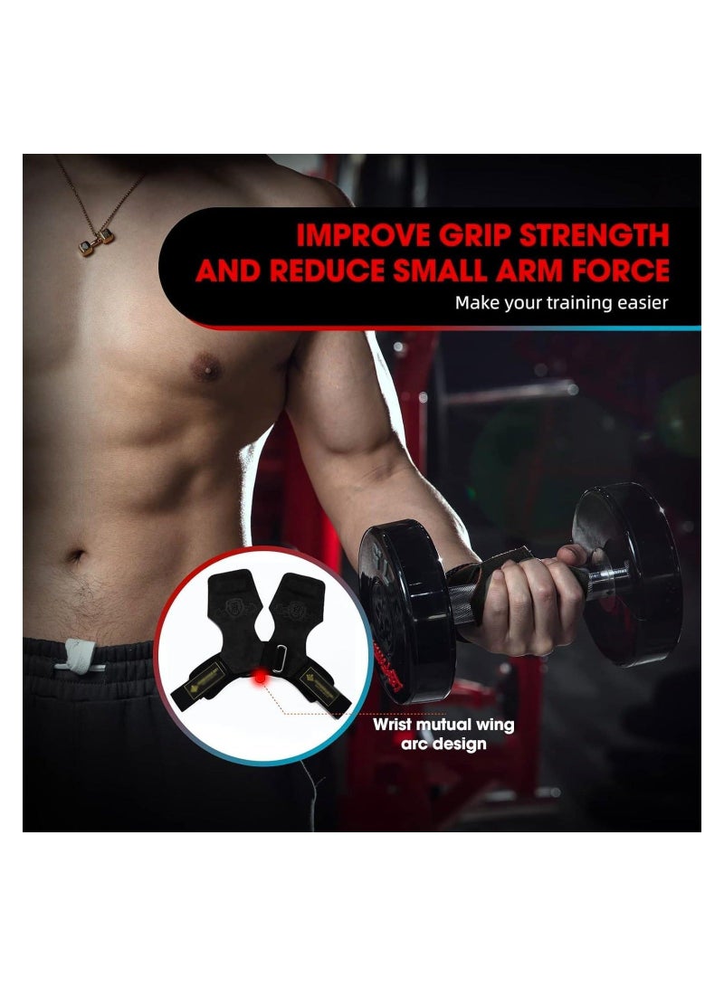Weight Lifting Wrist Straps, Weightlifting Wrist Straps with Cushion Wrist Loop, Leather Weight Lifting Wrist Straps for Weightlifting and Workout, Lifting Grips Hand Straps for Men and Women  - Image 2