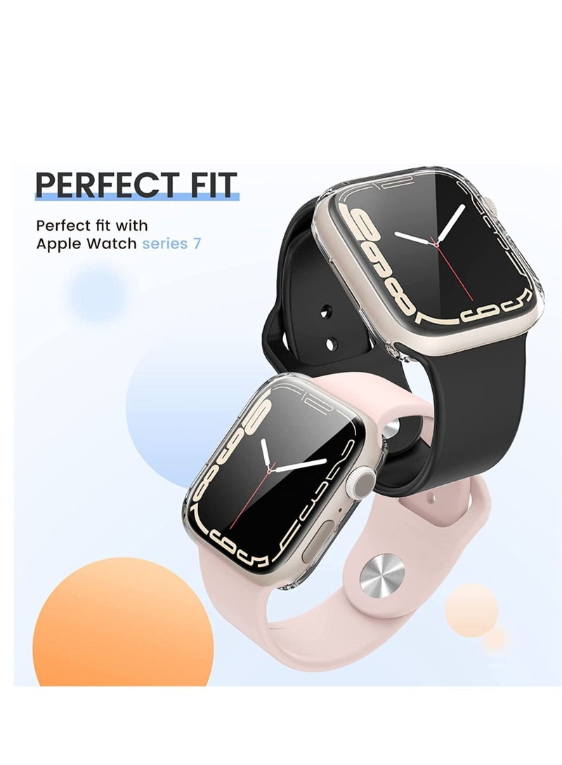 Phone Planet [2 Pack] Clear Case for Apple Watch Series 7 41mm, Screen Protector, Overall Protective Case PU HD Clear Ultra-Thin Cover Protective for iWatch Series 7, (41 mm) - Image 2