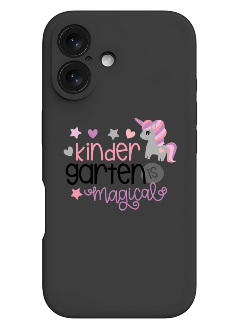 Theodor iPhone 16 Plus Black Protective Slim Fit Case Liquid Silicone Cover with Full Body Protection Anti-Scratch Shockproof Case For iPhone - Kinder garden magical - Image 1