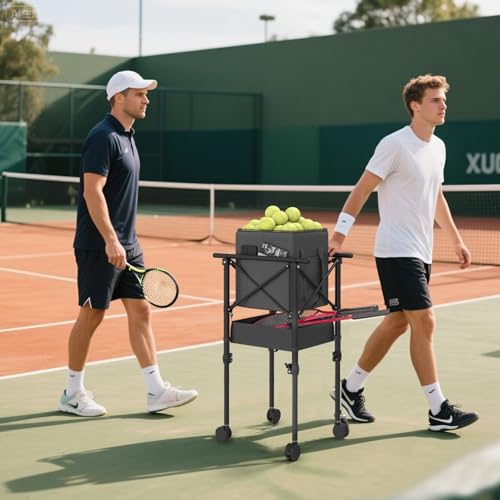 wasoyun Tennis Ball Hopper with Wheels Height Adjustable Foldable Tennis Ball Basket with Storage Bag Ball Candy for 150 Pickleball Tennis - Image 3
