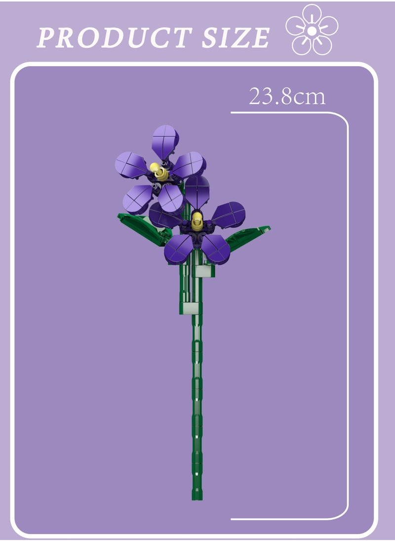 mould king 24014 Violet flower building blocks, plant collection, 145 pieces, DIY artificial flowers, clips, suitable for Valentine's Day, birthday gifts (excluding vases)  - Image 5