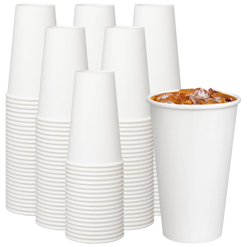 ECOEXTRA Coffee Cups 16 oz 200 Pack, Disposable Paper Cups for Hot Beverage Drinking, White Hot Cups Suitable for Party, Picnic, Travel, and Events - Image 1
