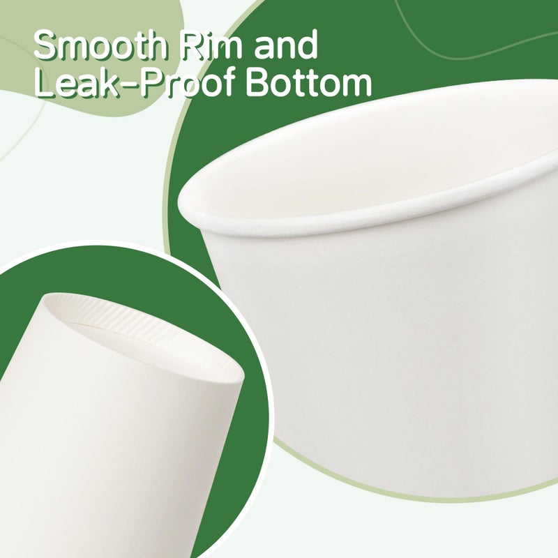 ECOEXTRA Coffee Cups 16 oz 200 Pack, Disposable Paper Cups for Hot Beverage Drinking, White Hot Cups Suitable for Party, Picnic, Travel, and Events - Image 3
