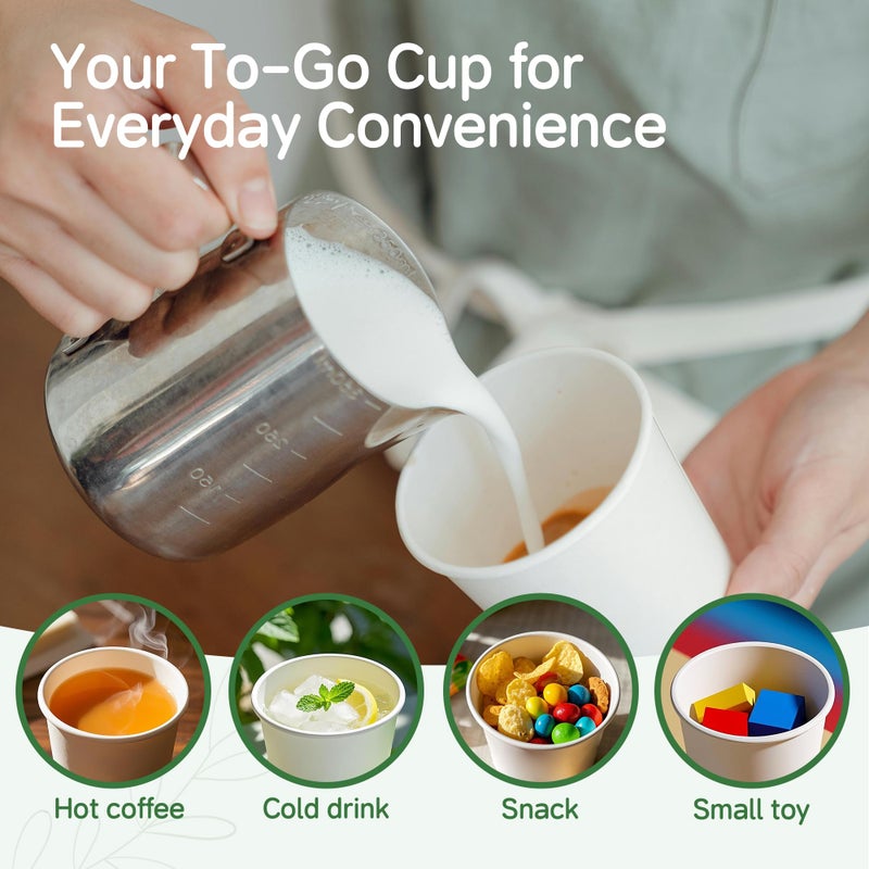 ECOEXTRA Coffee Cups 16 oz 200 Pack, Disposable Paper Cups for Hot Beverage Drinking, White Hot Cups Suitable for Party, Picnic, Travel, and Events - Image 5