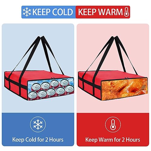 CIVJET Insulated Pizza Delivery Bag for Carry Hot, 20" x 20" x 6" Carrier Warmer, Insulated Food Delivery Bag, Insulated Grocery Cooler Bags for Catering/Doordash, Commercial Food Warmers（Red, 1Pk） - Image 3