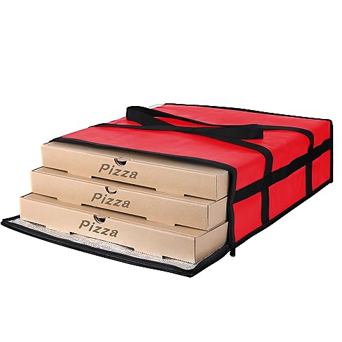 CIVJET Insulated Pizza Delivery Bag for Carry Hot, 20" x 20" x 6" Carrier Warmer, Insulated Food Delivery Bag, Insulated Grocery Cooler Bags for Catering/Doordash, Commercial Food Warmers（Red, 1Pk） - Image 1
