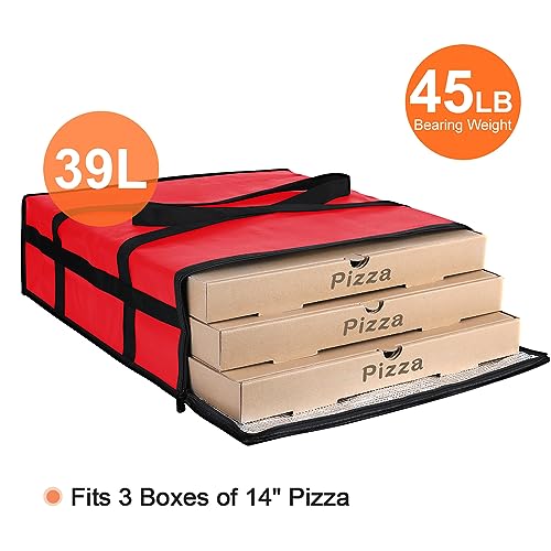 CIVJET Insulated Pizza Delivery Bag for Carry Hot, 20" x 20" x 6" Carrier Warmer, Insulated Food Delivery Bag, Insulated Grocery Cooler Bags for Catering/Doordash, Commercial Food Warmers（Red, 1Pk） - Image 4