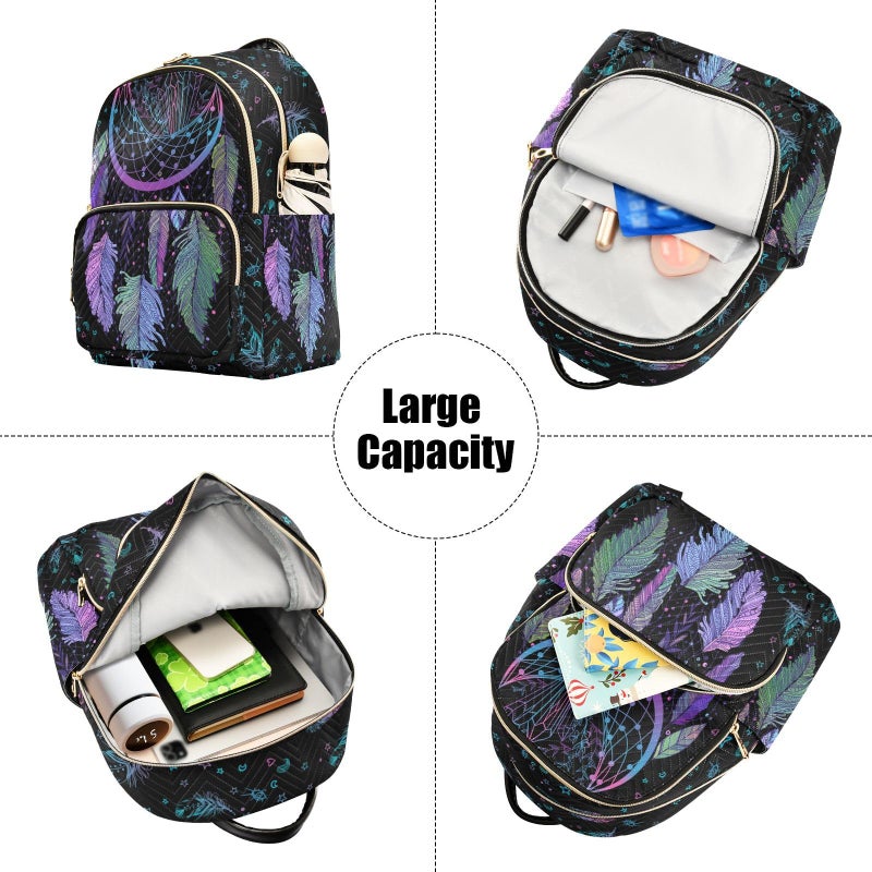 PJGINUIUA Women Fashion Backpack Purse Casual Lightweight Travel Shoulder Bag Dreamcatcher Rucksack Ladies Bag, Medium - Image 5