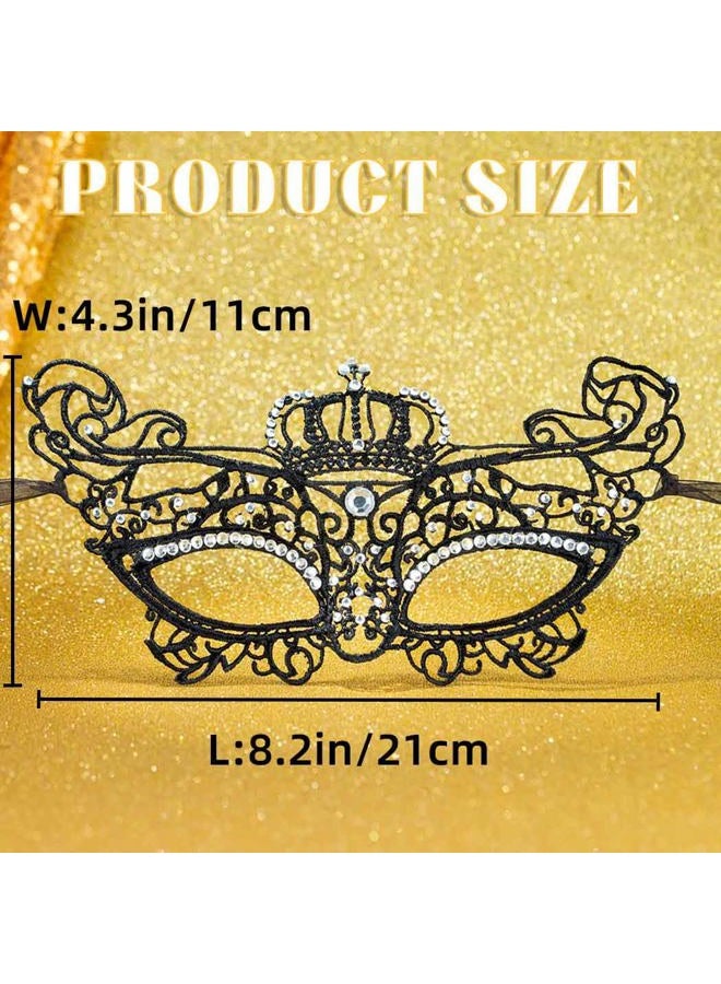 Yalice Rhinestone Masquerade Lace Masks for Women Sparkle Half Eye Mask for Costume Party (Style-E) - Image 2