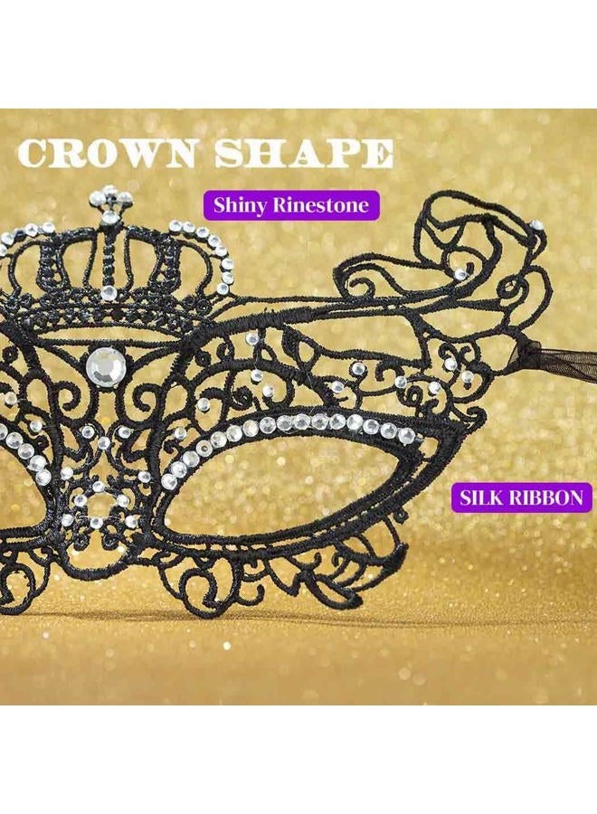 Yalice Rhinestone Masquerade Lace Masks for Women Sparkle Half Eye Mask for Costume Party (Style-E) - Image 4