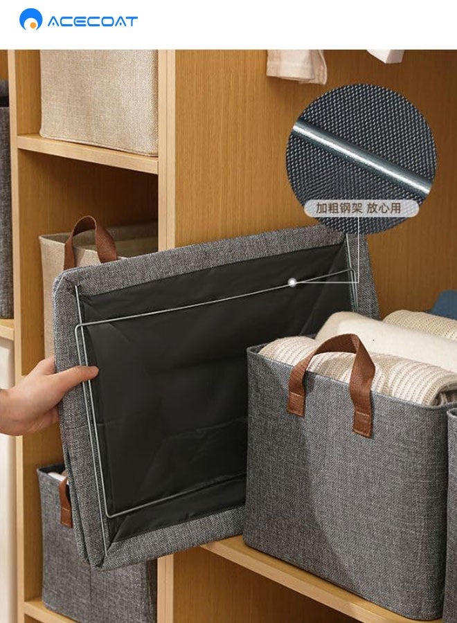 ACECOAT Large Wardrobe Clothes Organizers - Foldable Closet Clothing Organizer for Jean Sweater Shirt Pants Underwear Bra, Divided Clothes Drawer, Grey Closet Shelf Organizer Boxes - Image 2