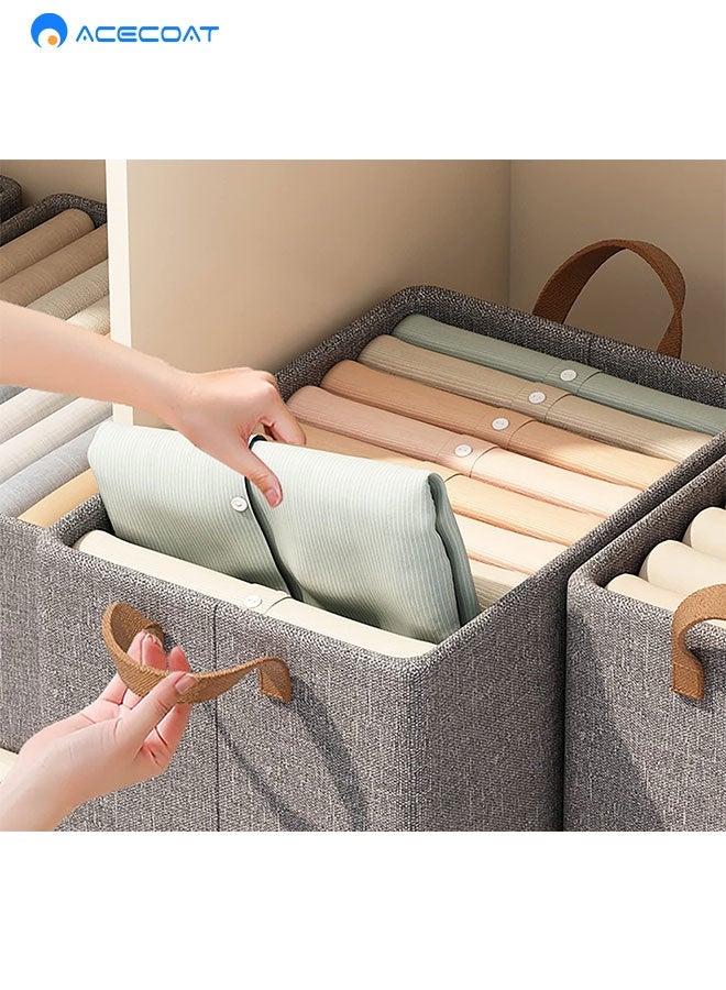 ACECOAT Large Wardrobe Clothes Organizers - Foldable Closet Clothing Organizer for Jean Sweater Shirt Pants Underwear Bra, Divided Clothes Drawer, Grey Closet Shelf Organizer Boxes - Image 1