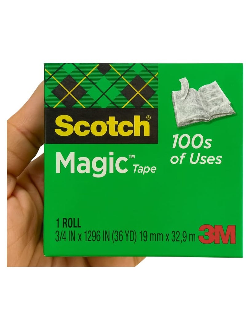 ثري ام شريط سكوتش ماجيك اللاصق، 19 مم × 32.9 متر، شفاف غير مرئي - Image 1