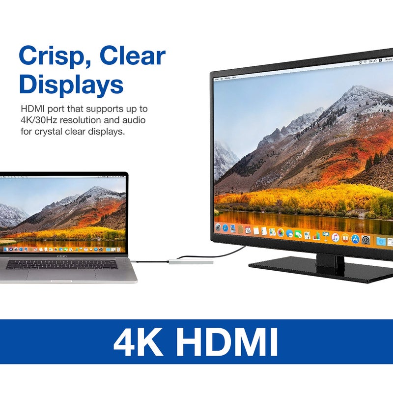 Verbatim 6-in-1 USB C Hub w/Dongle - USB Hub for Laptop w/ 2 USB 3.0, USB C, SD Card Reader, 4K HDMI, Ethernet, Compact & Portable USB-C Hub - Image 4