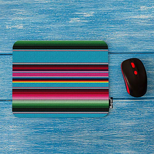 Mugod Mexican Blanket Stripes Mouse Pad Ethnic Striped Red Pink Blue Green Yellow Mouse Mat Non-Slip Rubber Base Mousepad for Computer Laptop PC Gaming Working Office & Home 9.5x7.9 Inch - Image 2