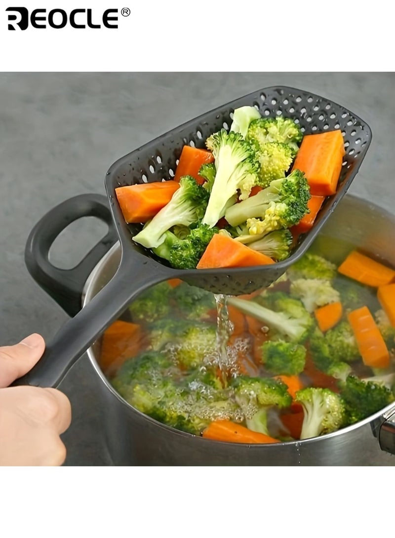 REOCLE Durable PP Plastic Filter Spoon Leak Proof Kitchen Tool for Blanching Vegetables Hot Pot and Frying with Drainage and Ice Shovel for Home and Commercial Use - Image 4