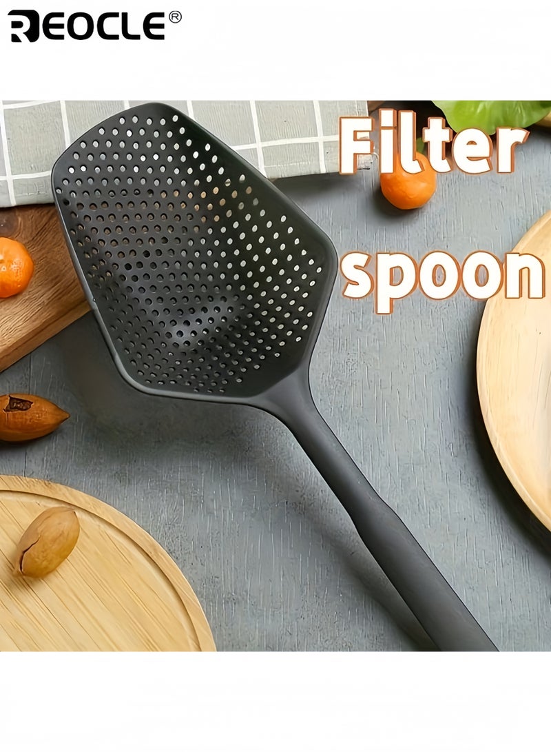 REOCLE Durable PP Plastic Filter Spoon Leak Proof Kitchen Tool for Blanching Vegetables Hot Pot and Frying with Drainage and Ice Shovel for Home and Commercial Use - Image 1