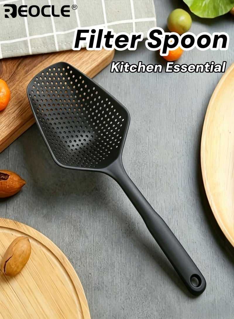 REOCLE Durable PP Plastic Filter Spoon Leak Proof Kitchen Tool for Blanching Vegetables Hot Pot and Frying with Drainage and Ice Shovel for Home and Commercial Use - Image 1