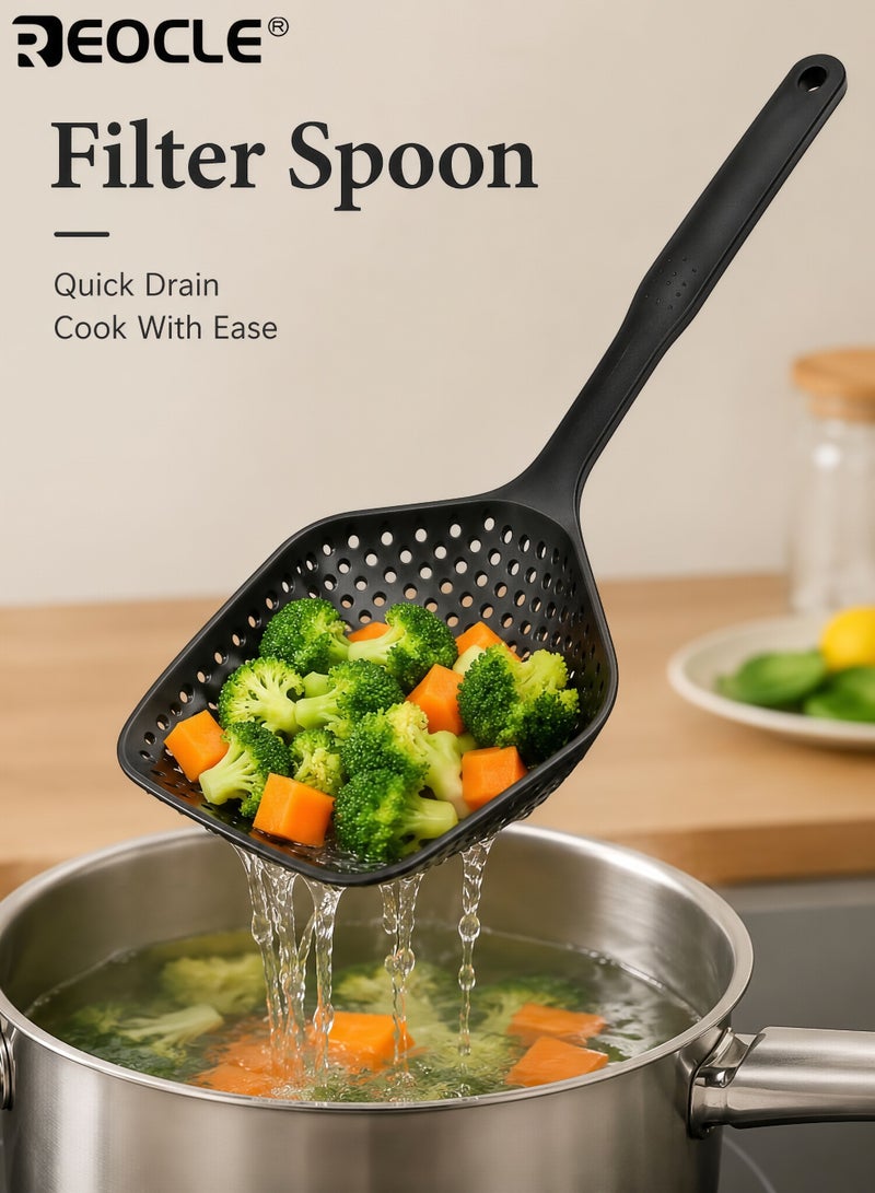 REOCLE Durable PP Plastic Filter Spoon Leak Proof Kitchen Tool for Blanching Vegetables Hot Pot and Frying with Drainage and Ice Shovel for Home and Commercial Use - Image 1