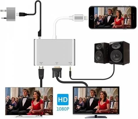 Polhammobile Polham VGA Av Audio Cable For Apple Iphone And Ipad , Apple VGA Av Audio Converter Cable